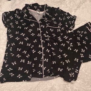 Black and White Pajamas with Bow Print